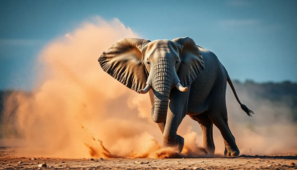 African Elephant — Action Shot