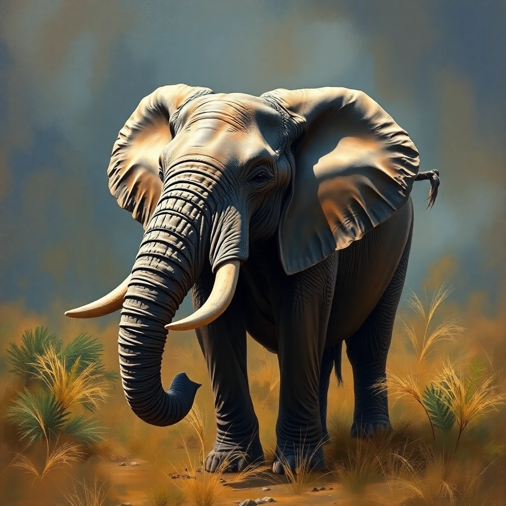 African Elephant — Oil Painting