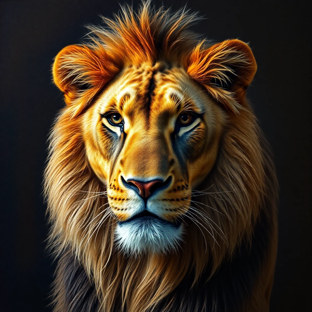 African Lion — Oil Painting