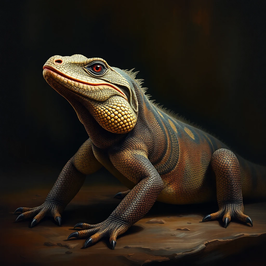 Komodo Dragon — Oil Painting