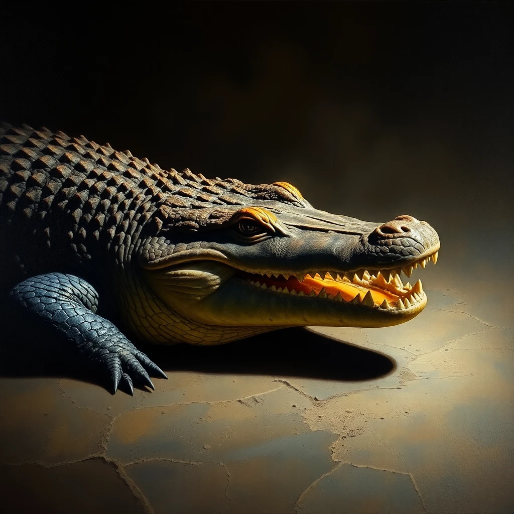 Nile Crocodile — Oil Painting